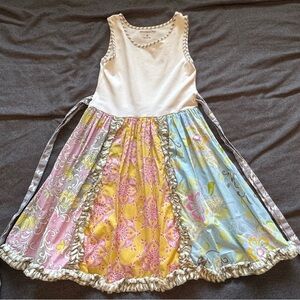 Mustard Pie Sleeveless Multicolor Back Tie Scrappy Cordelia Spring Dress Size 8